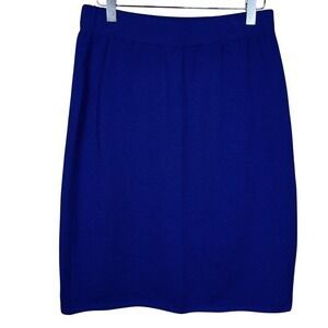St John Collection Marie Gray Womens Skirt Royal Blue Santana Knit Pencil Size 8